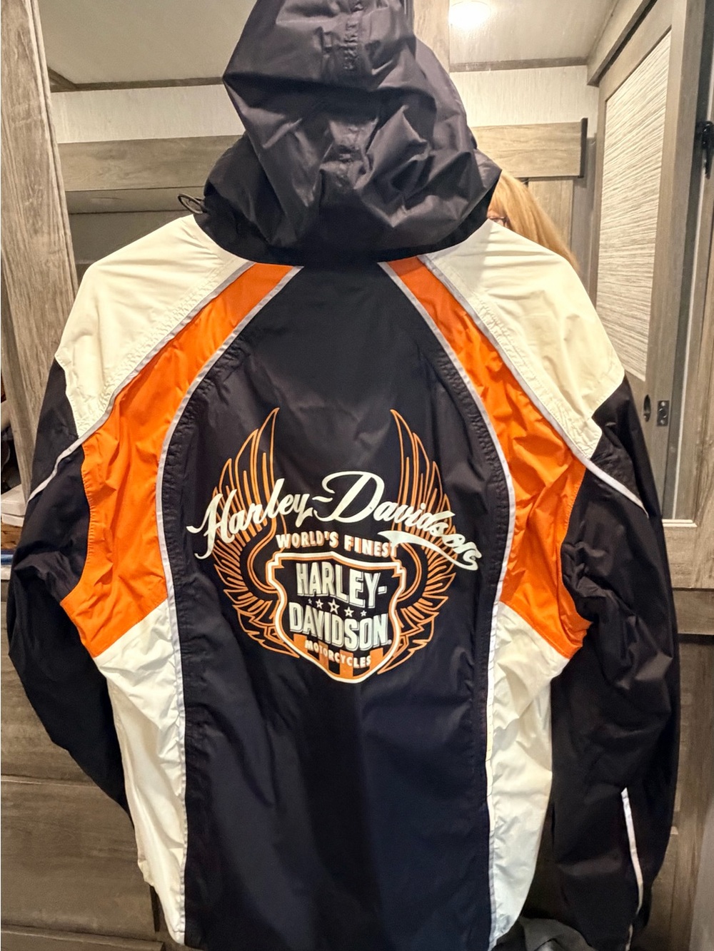 Harley-Davidson Black, Orange & White Hooded Performance Jacket
